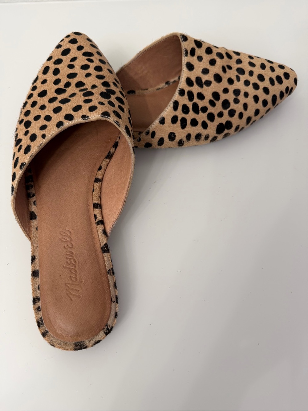 Madewell Leopard-Print Pointed Slip-On Mules in Tan and Black Size 7.5 - Picture 4 of 10